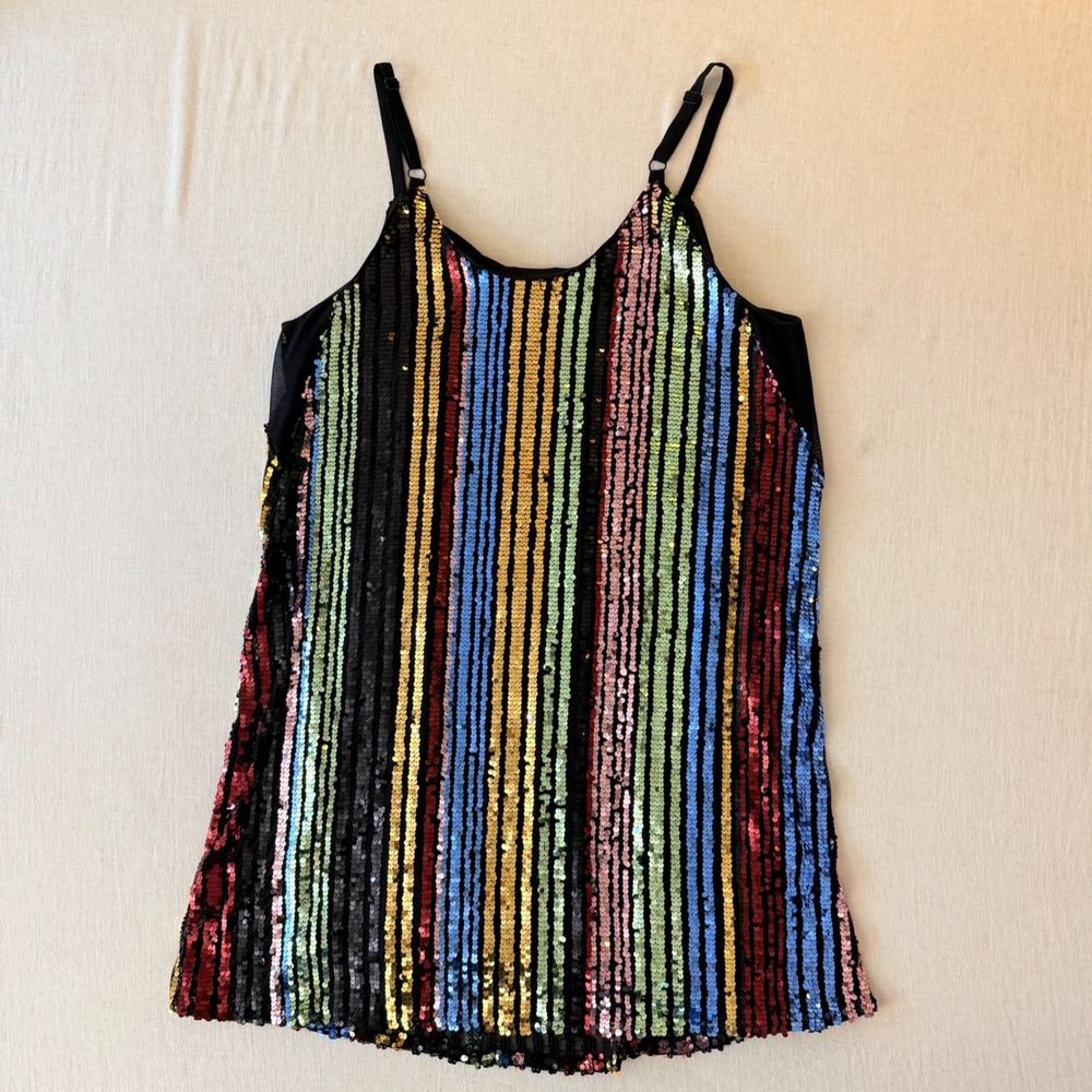 Torrid Disco Rainbow Sequin Trapeze Mini Party Dress Plus Size 2 - Picture 3 of 12